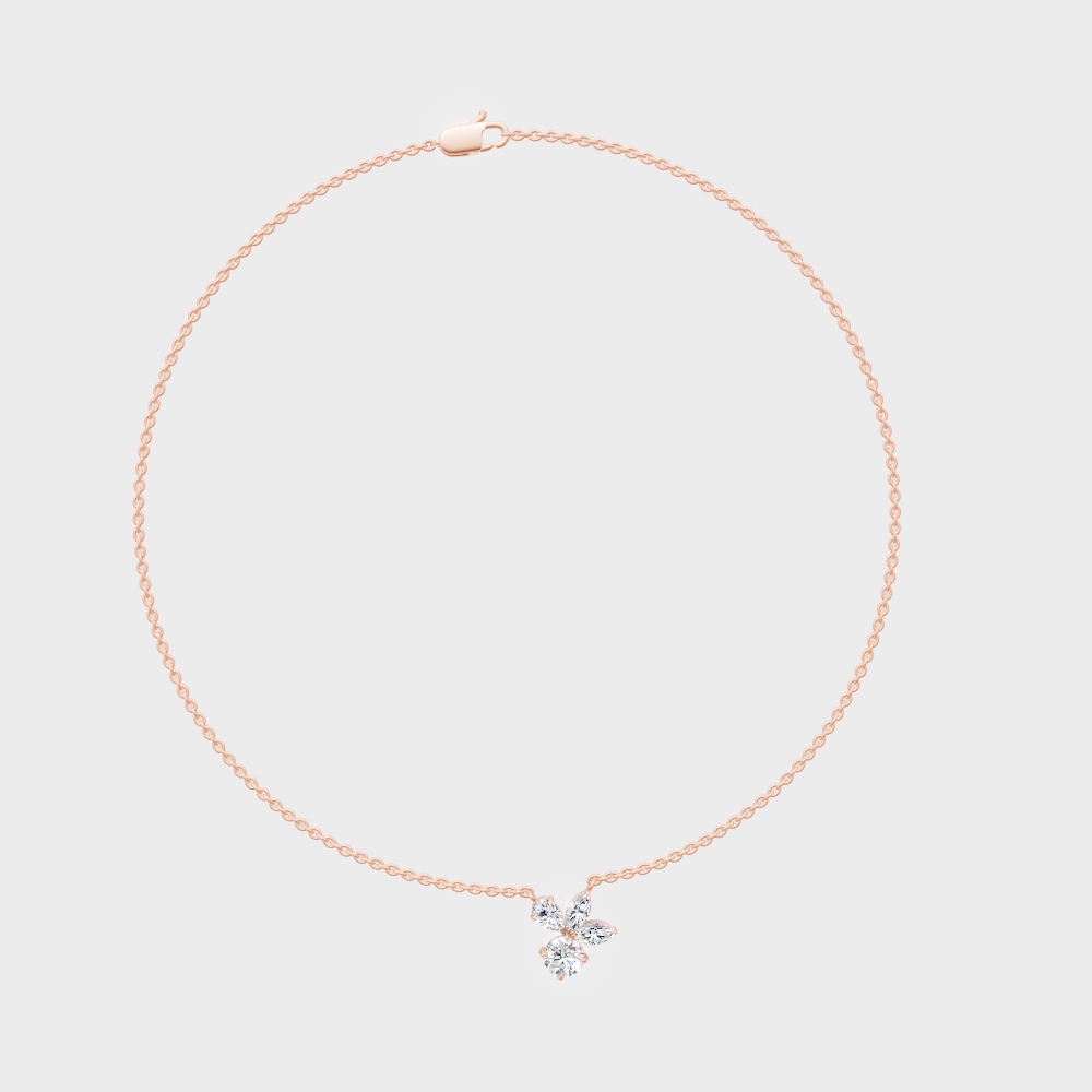 Romantic 18K Rose Gold Multi-Shape Diamond Pendant With Lab-Grown Diamonds